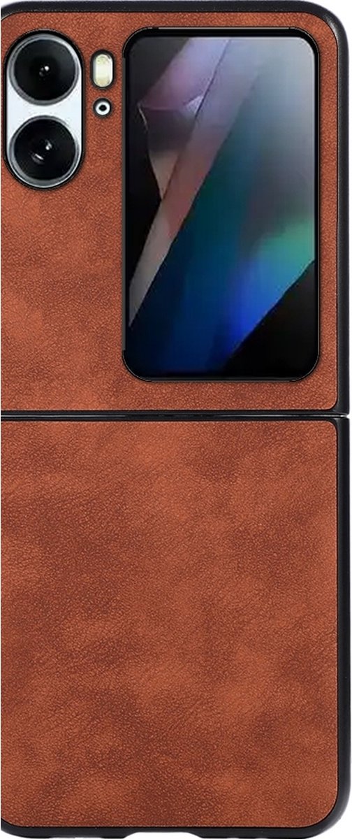 Mobigear Hoesje geschikt voor OPPO Find N2 Flip Telefoonhoesje Hardcase | Mobigear Excellent Backcover | Find N2 Flip Case | Back Cover - Bruin