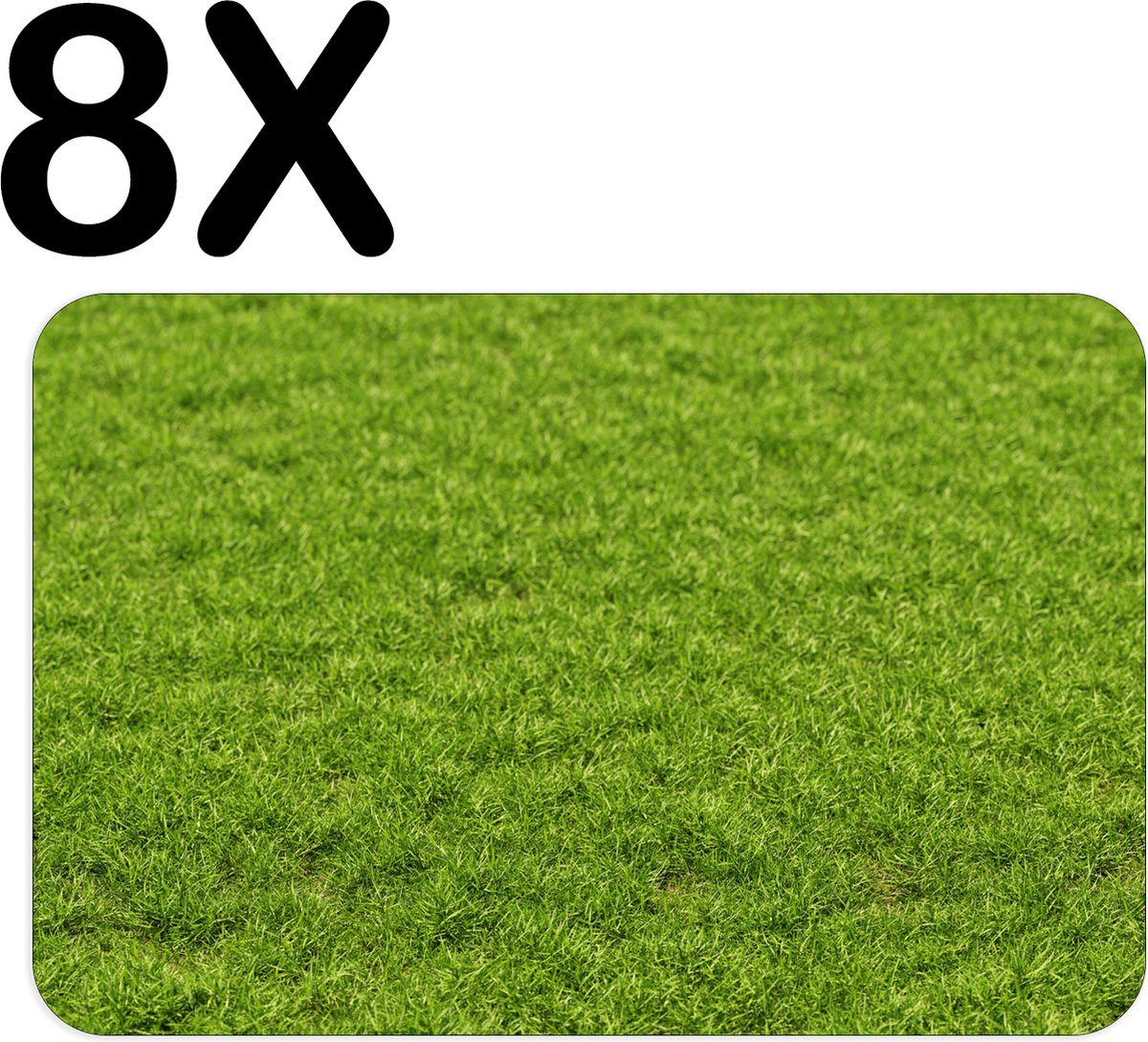 BWK Flexibele Placemat - Groen Gras - Set van 8 Placemats - 45x30 cm - PVC Doek - Afneembaar