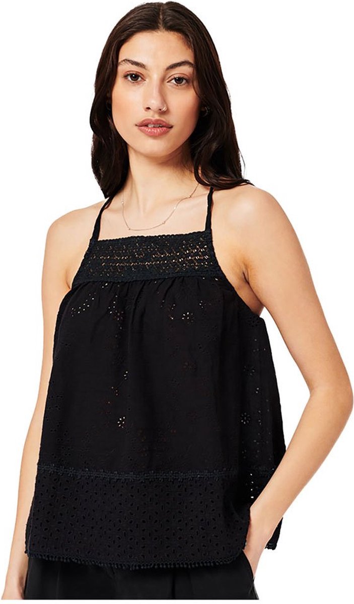 Superdry Vintage Woven Lace Mouwloos T-shirt XS Vrouw Zwart