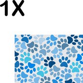 BWK Textiele Placemat - Blauwe Honden Voetjes Achtergrond - Set van 1 Placemats - 35x25 cm - Polyester Stof - Afneembaar
