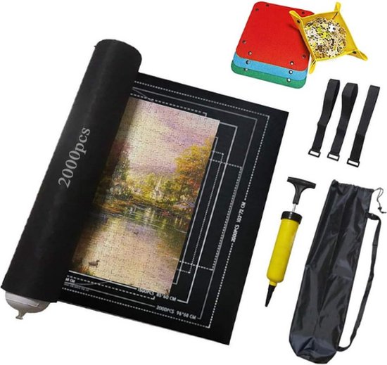 Tapis Puzzle 2000 Pièces Avec Colle - 116x81cm, Rouleau De Rangement, Idéal Pour Amateurs