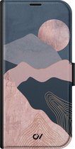 Bookcase hoesje met pasjes - Geschikt voor Apple iPhone 14 - Landscape Rosegold - Roze - Landschap - Kunstleer - Casevibes