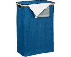 wasbox - met deksel - 105 l - inklapbaar - bamboe - polyester - draagbaar
