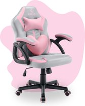 Chaise de jeu - Chaise de bureau ergonomique - Ajustable - Grijs - Rose - Enfants