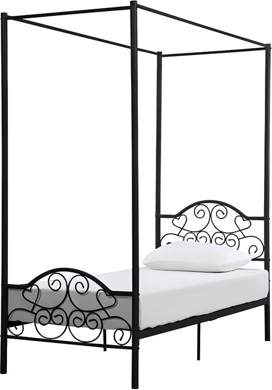 Hemelbed LEYNA 90 x 190 cm - Metaal - Zwart L 198.5 cm x H 211 cm x D 92 cm