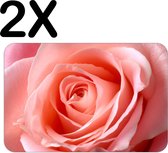BWK Luxe Placemat - Roze Roos van Dichtbij - Set van 2 Placemats - 45x30 cm - 2 mm dik Vinyl - Anti Slip - Afneembaar