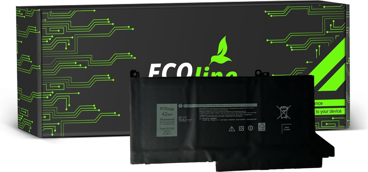 EcoLine - DJ1J0 Batterij Geschikt voor de Dell Latitude 7280 7290 7380 7390 7480 7490 / 11.4V 3684mAh.