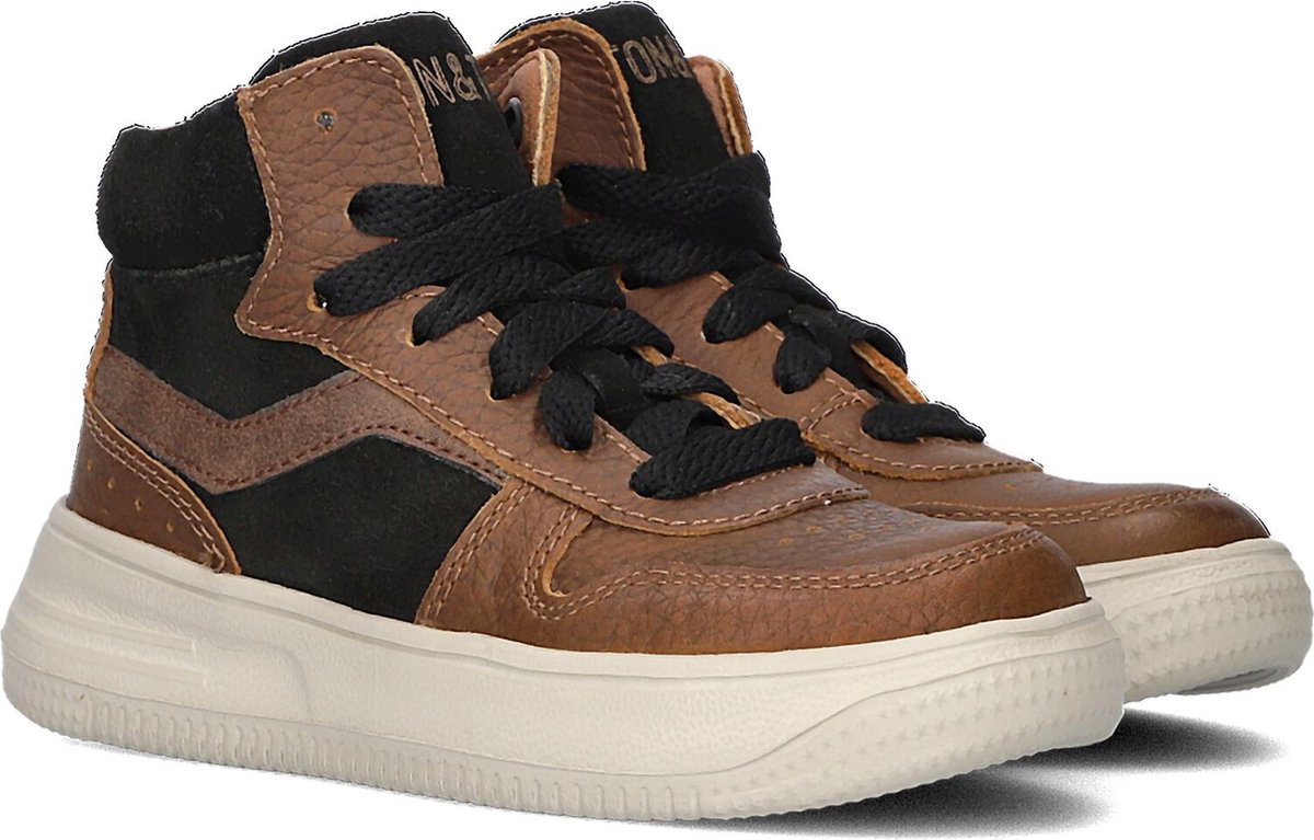 Ton & Ton Olle Sneakers - Leren Sneaker - Jongens - Cognac - Maat 30