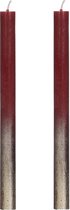 Comforder Gouden Spray Dinerkaarsen Set van 2 - h.25 cm - Lange Kaarsen Goud Rood