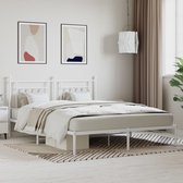 The Living Store Bedframe Klassiek - Metalen Constructie - Metalen Latten - Extra Opbergruimte - Comfortabele Ondersteuning - Wit - 207x187x97 cm
