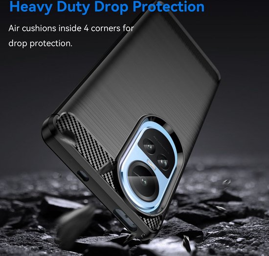 Coque Oppo Reno10 - MobyDefend TPU Gel Case - Métal Brossé + Aspect Carbone - Zwart - Étui pour Téléphone Portable - Étui de Téléphone Adapté pour: Oppo Reno10