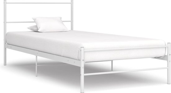 The Living Store Bed - Metalen eenpersoonsbed - 209 x 107 x 84 cm - Wit