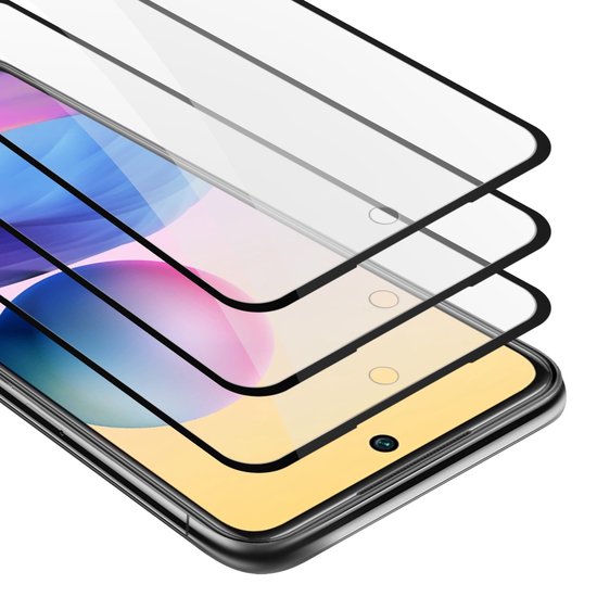 Cadorabo 3x Protecteur d'écran pour Xiaomi RedMi NOTE 10 5G / POCO M3 PRO 5G Film de protection plein écran en TRANSPARENT avec NOIR - Verre de protection d'écran trempé (trempé) en dureté 9H avec 3D Touch