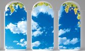 Fotobehang - Vlies Behang - 3D Wolken door de Pilaren gezien - 254 x 184 cm
