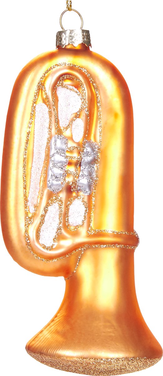 BRUBAKER Trompet - Handgeschilderde Glazen Kerstbal - Handgeblazen Kerstversiering - Grappige Kersthanger - Kerstboom Decoratie - 13 cm