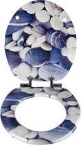 WC-bril Blue Stone, met automatische sluiting, toiletdeksel met houten kern (MDF), 3-zijdig bedrukt, ASMBLU7375
