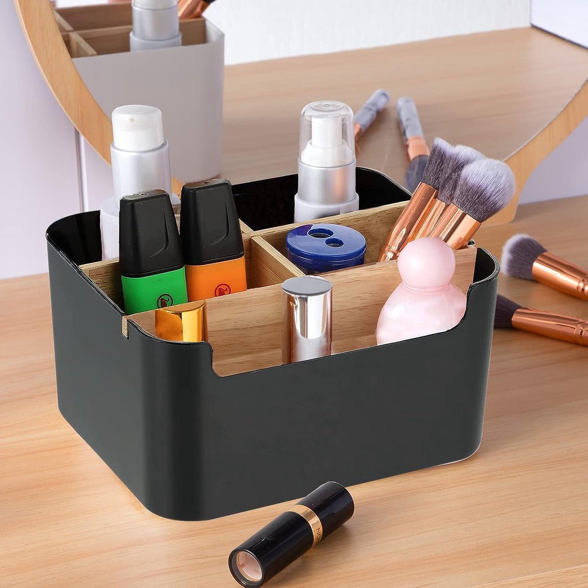 Organizer Scrivania, Bagno Cosmetici Makeup Mobiletto in Bambù 41 x 17 x  30.5 cm