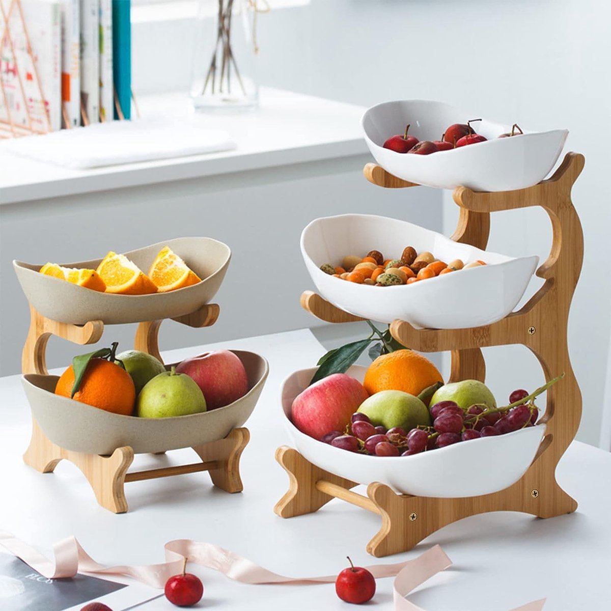 Fruit Etagere Keramische 3 Tier Porseleinen Fruitschaal Met Natuurlijke Bamboe Standaard Serveerschaal Voor Fruit Gebak Snoep 2706648905 Fruit Etagere Keramische 3 Tier Porseleinen Fruitschaal Met Natuurlijke Bamboe Standaard Serveerschaal Voor Fruit Gebak Snoep 2706648905