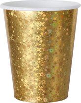 Santex feest wegwerp bekertjes - glitter - 10x stuks - 270 ml - goud