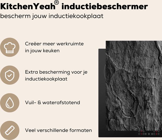 KitchenYeah - Inductie beschermer - Kookplaat - Steen - Betonlook - Grijs - Beton print - Industrieel - Inductie mat - Afdekplaat voor kookplaat - 91x52 cm - Inductie afdekplaat - Keuken decoratie aanrecht