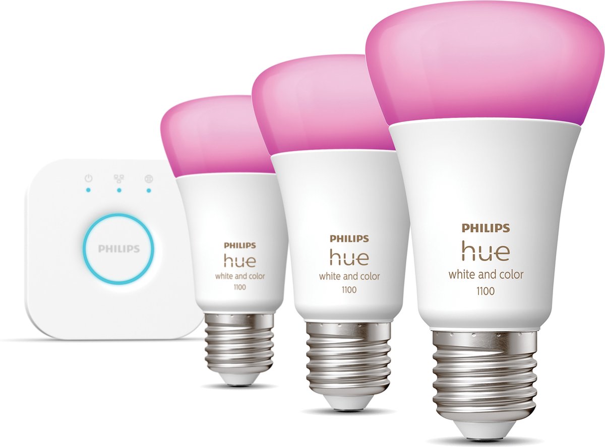 Philips Hue starterkit - wit en gekleurd - 3 lampen - E27 - 1100lm — afbeelding 3