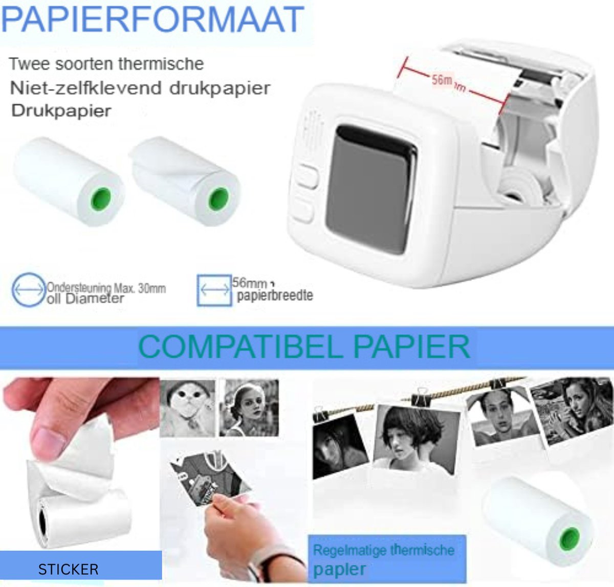 Gratyfied- Fotoprinter Voor Smartphone- Photo printer for smartphone- Pocket Printer- Zakprinter- Mini Printer Voor Mobiel- Mini Printer For Mobile