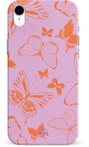xoxo Wildhearts Give Me Butterflies - Double Layer - Hard hoesje geschikt voor iPhone XR hoesje - Siliconen hoesje met vlinders - Beschermhoesje geschikt voor iPhone XR hoesje roze, oranje