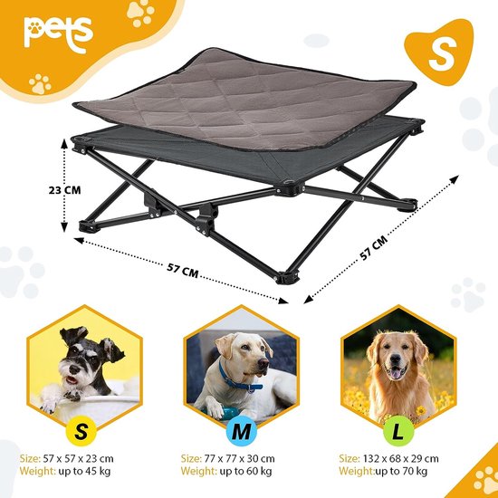 COSTWAY 2 In 1 Hondenhok En Verhoogd Hondenbed, Hondenbed Outdoor Huisdierenhuis Met Ademend Gaasweefsel Afneembare Afdekking Hondenhuis Voor Middelgrote Honden Oxford Grijs 75 X 110 106 Cm 1643188587