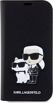 iPhone 14 Bookcase hoesje - Karl Lagerfeld - Effen Zwart - Kunstleer