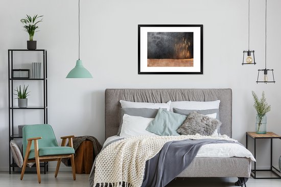 Cadre photo avec affiche - Abstrait - Or - Design - 80x60 cm - Cadre pour affiche