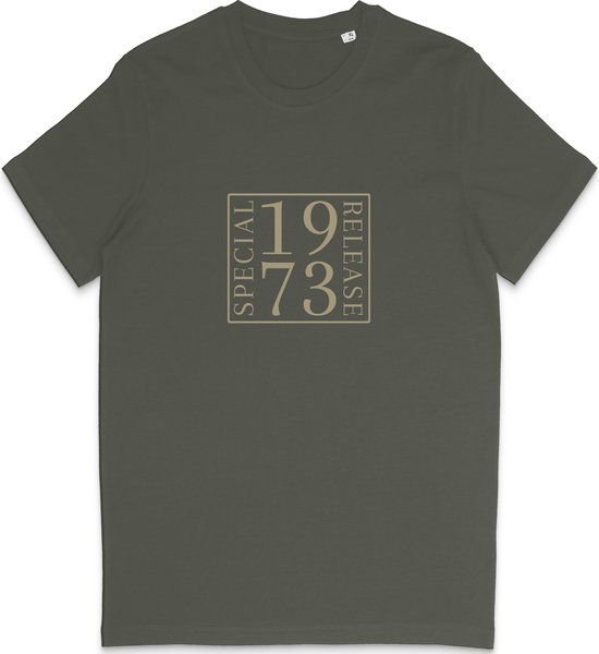Geboortejaar T Shirt Heren Dames - Speciale Uitgave 1973 - Khaki Groen - Maat L