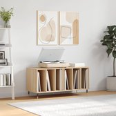 The Living Store Platenkast Sonoma Eiken - 100x38x48 cm - Duurzaam materiaal - Veel opbergruimte - Stevig blad - Ijzeren poten