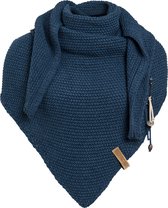 Knit Factory Coco Châle Tricoté - Foulard Triangle - Foulard femme pour l’automne et l’hiver - Écharpe Femme - Châle Femme - 100% Fabriqué en Europe - Jeans - 190x85 cm