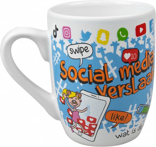 Mug - Réglisse - Social media addict - "Veggie" Dans une boîte cadeau avec ruban frisé coloré