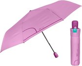 Vouwparaplu Lila Pink voor Dames - Automatische Open en Dicht Opvouwbare Paraplu Effen Kleur - Bestendige Compacte Reisparaplu Windbestendig Opvouwbaar - Diameter 98 cm - Perletti (Lila)