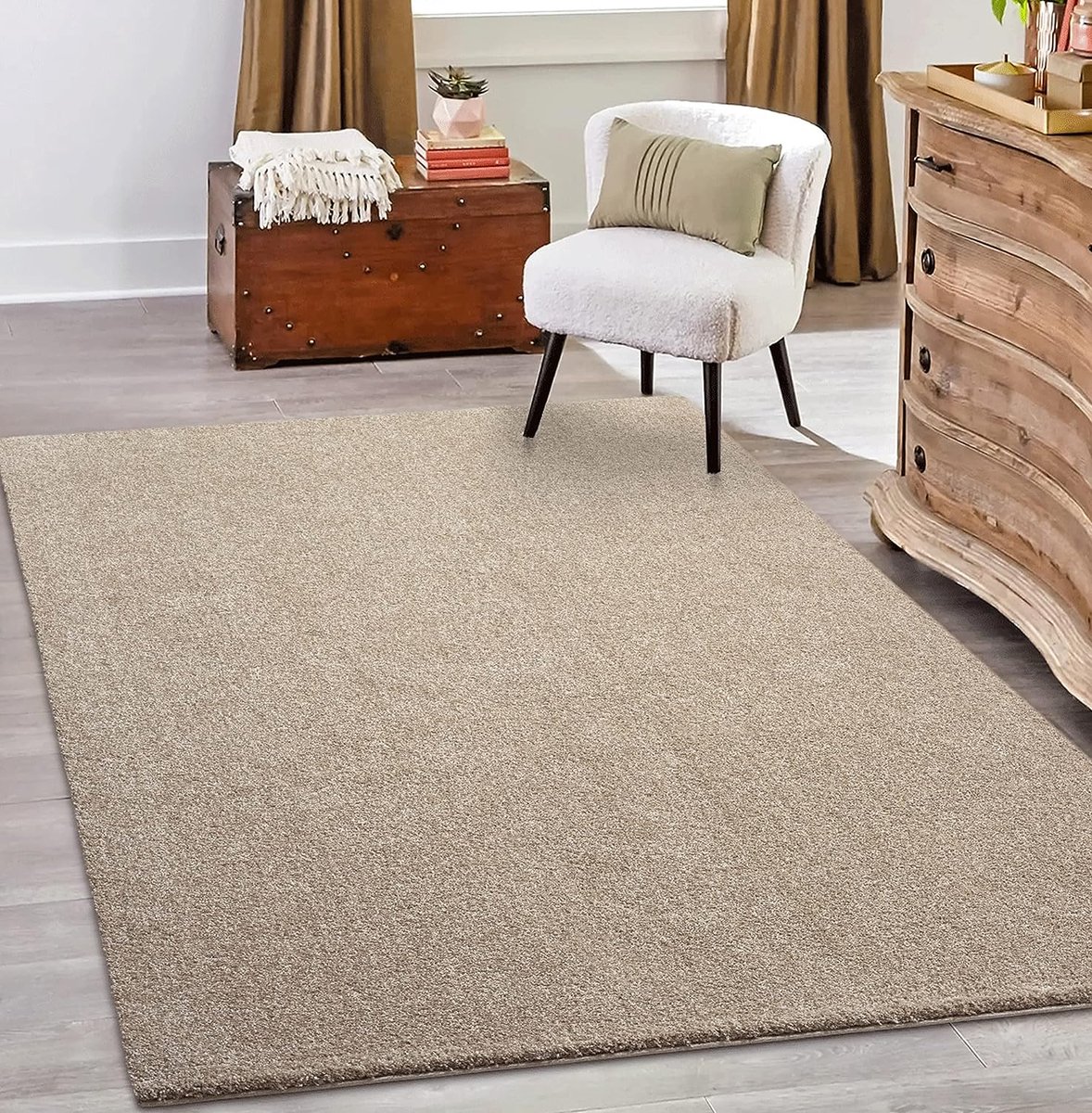 the carpet Grande Modern Pluizig Kortpolig Woonkamerkleed, Superzacht aanvoelend, Elegant en Onderhoudsvriendelijk, 160x230