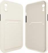 Backcover hoesje met pashouder - Geschikt voor iPhone Xr hoesje - Pasjeshouder shockproof case - Ruimte voor pasjes - Siliconen hoesje wit