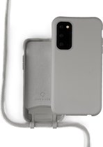 Coverzs Silicone case met koord - Telefoonhoesje met koord - Backcover hoesje met koord - touwtje - geschikt voor Samsung Galaxy S20 - grijs