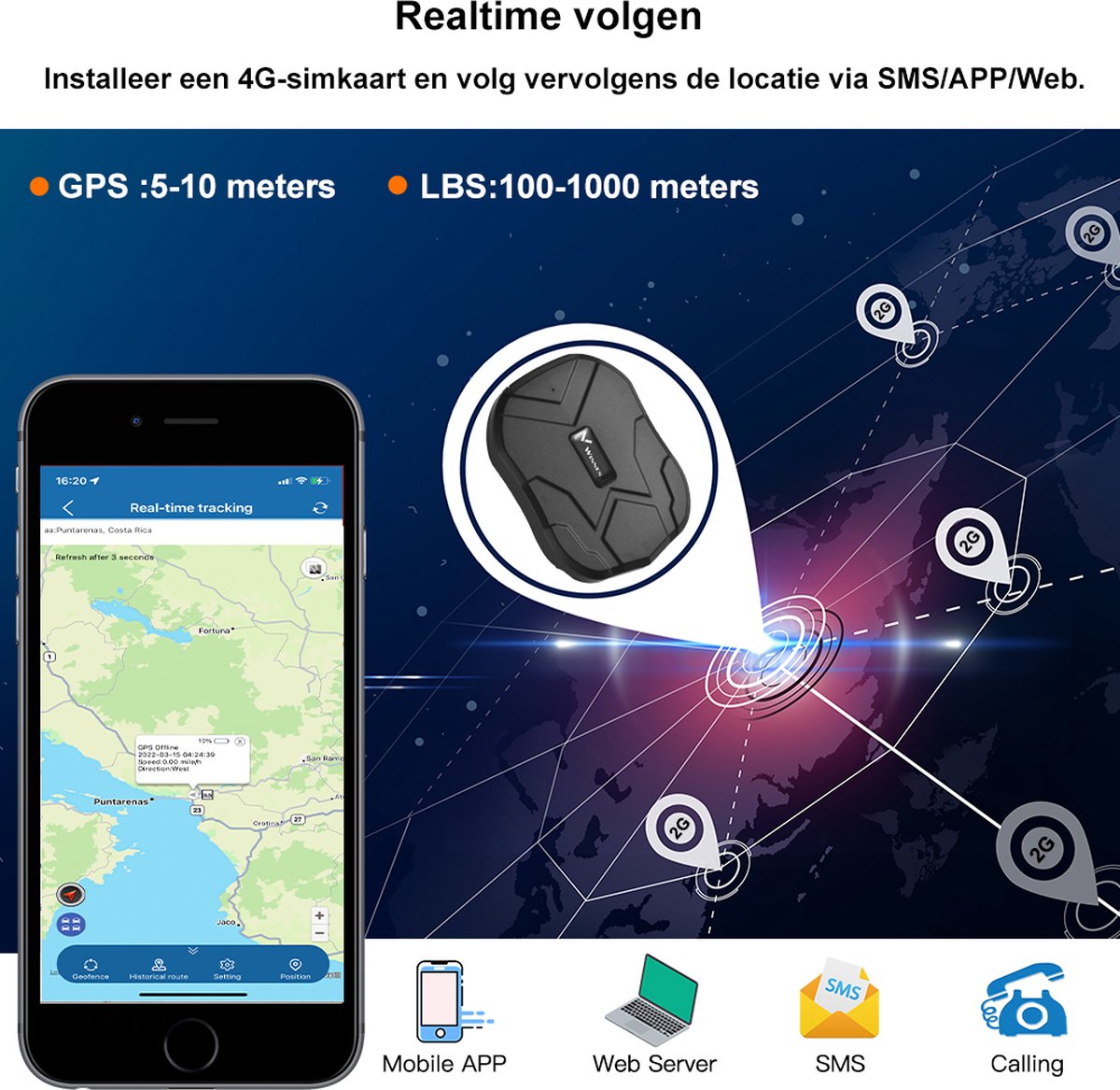 Traceur GPS AT-4 Mini 4G Sans Abonnement Autonomie 4 semaines