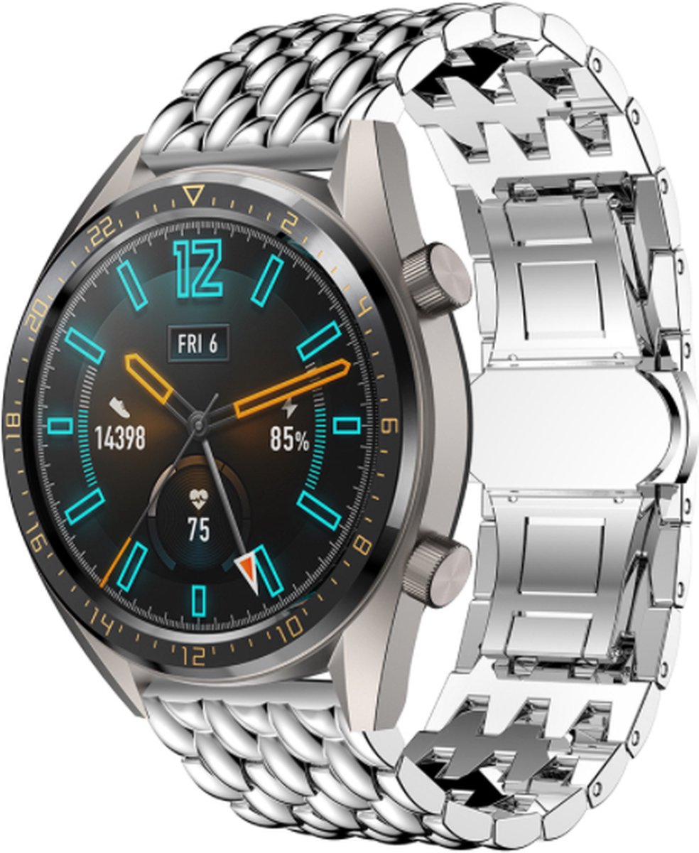 Stalen band – geschikt voor Huawei Watch GT (42mm) – zilver (draak design)