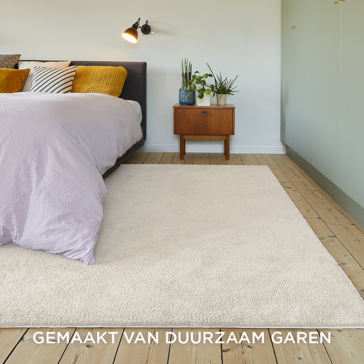 Basic Home Dream Vloerkleed - Hoogpolig Tapijt - Soft - Effen - Creme