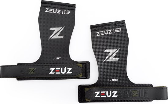 ZEUZ Fingerless Grips voor Fitness, CrossFit, Turnen & Gymnastics – Sport Handschoenen – Zwart – Eagle Carbon - Maat L - ZEUZ