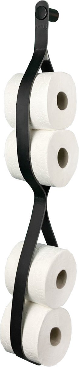 Vannons – Reserverolhouder Hangend Muur - Toiletrolhouder 4 rollen – Leer – Zwart