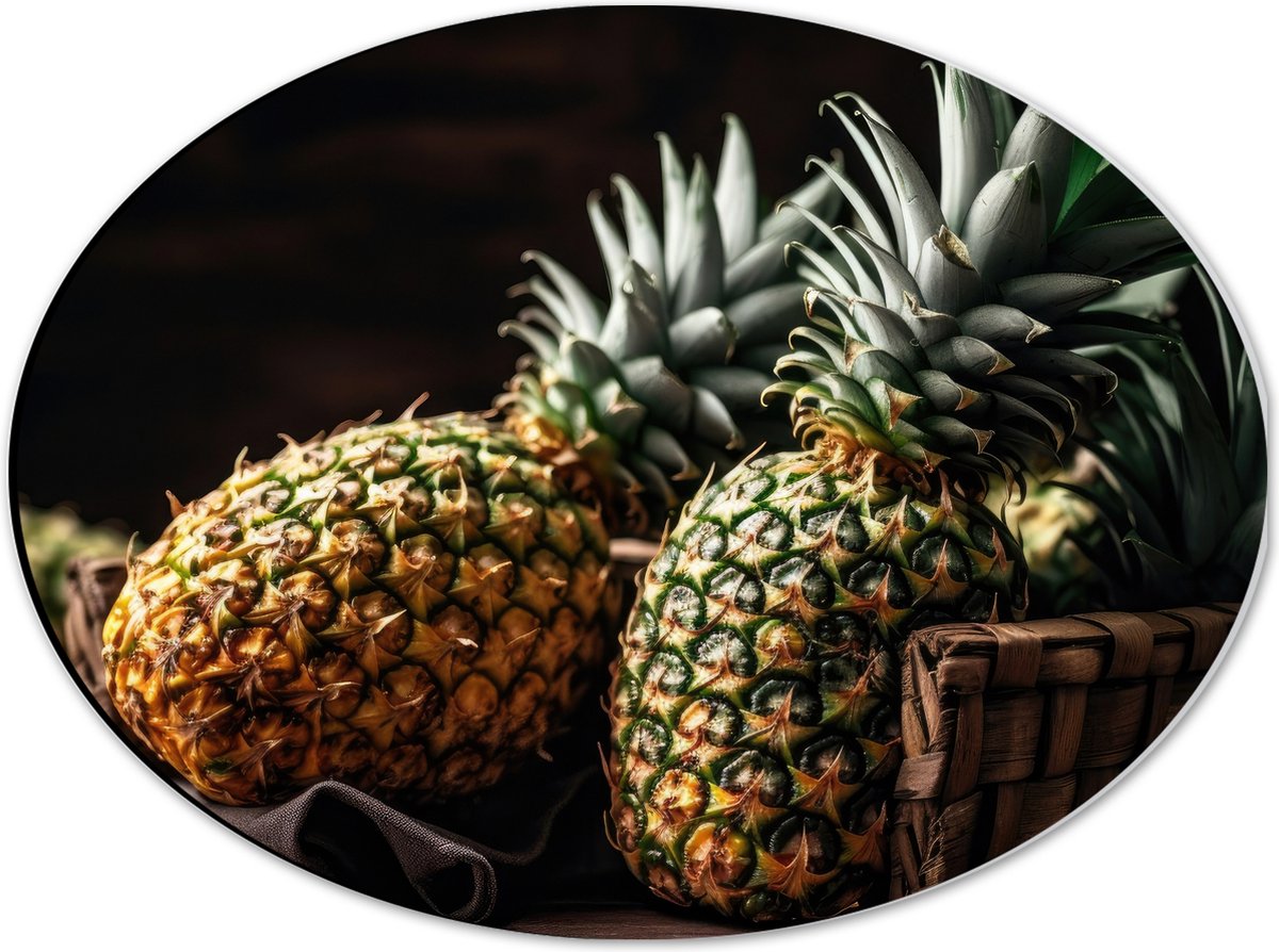 Dibond Ovaal - Eten - Fruit - Ananas - 40x30 cm Foto op Ovaal (Met Ophangsysteem)