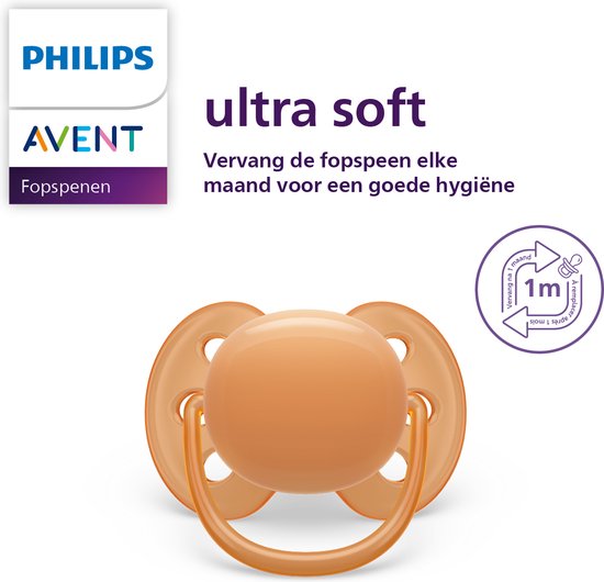 Philips Avent Ultra Soft Fopspeen - 6 tot 18 Maanden - 2 Speentjes - Roze/Oranje - SCF091/33 — afbeelding 2