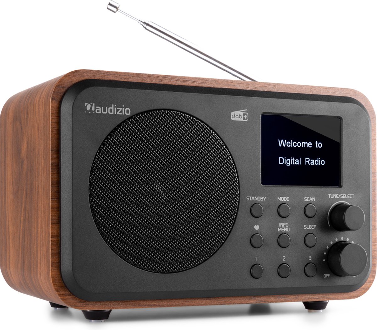 DAB radio met Bluetooth - Audizio Milan - DAB radio retro met accu en FM radio - Hout - Audizio