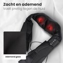 Zwart nek- en schoudermassageapparaat met infraroodwarmte en ademend gaas.