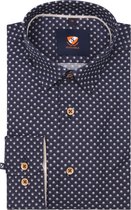 Suitable - Overhemd Print Donkerblauw 267-10 - Heren - Maat 42 - Slim-fit
