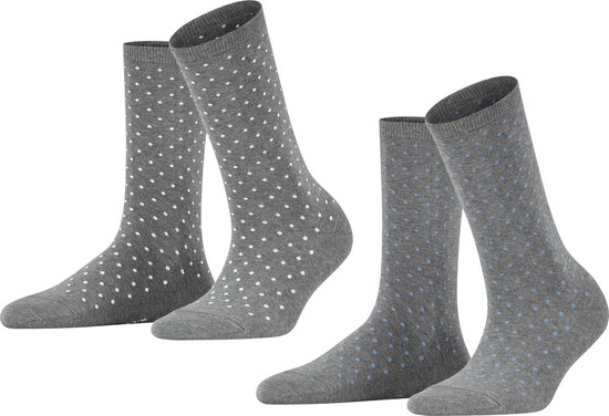 Esprit Fine Dot 2-Pack duurzaam organisch katoen multipack sokken dames grijs - Maat 35-38