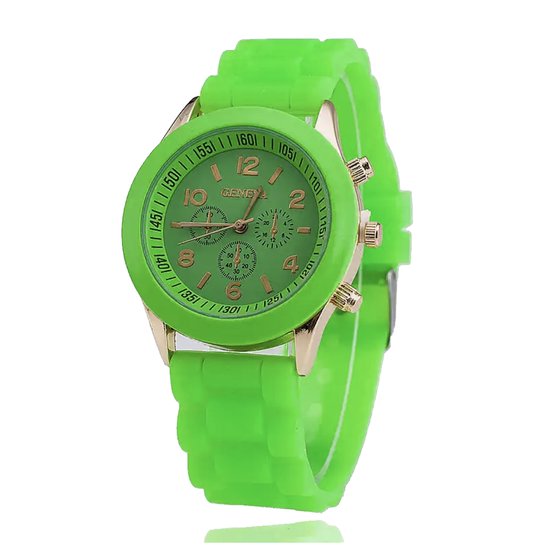 Geneva Siliconen Horloge - Groen | Ø 38 mm | Fashion Favorite